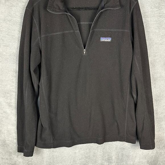 Patagonia Sweater Mens Medium Black Micro D 1/4 Zip Fleece Pullover Outdoor Hike - Picture 3 of 11